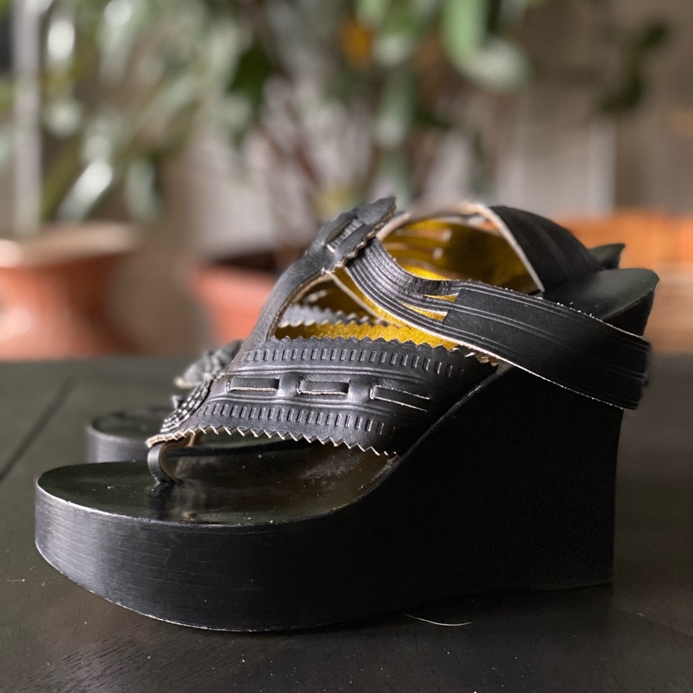 Jean-Paul Gaultier leather platform wedge sandals